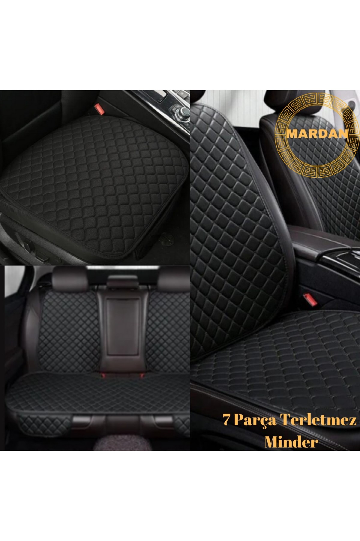 DACIA SANDERO HACHBACK 2007-2012 uyumlu 7 Parça Terletmez Kumaş Minder Takımı (Siyah)