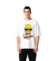 Erkek Oversize Grafik Baskılı Tişört Sokak Kültürü Temalı Karikatür Tasarım Rahat Kesim Günlük Şık