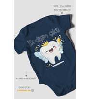 İlk Dişim Çıktı Kısa Kollu Bebek Body %100 Pamuk