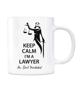 Avukatlara Özel İsimli Kupa Keep Calm I'm a Lawyer Adalet Heykeli