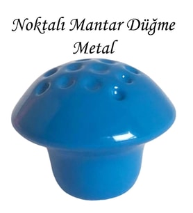 Mavi Noktalı Mantar Düğme Kulp Çocuk Bebek Mobilya Çekmece Dolap Kapak Kulbu Metal Kulp Aksesuarları Vidalı
