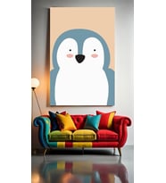 ÇOCUK ODASI KREŞ TATLI PENGUEN Ev Duvar Salon Güzellik Salonu Ofis Dükkan Dekarasyon Kanvas Tablo (Çok Renkli)