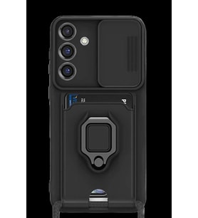 Galaxy S25 Plus Kılıf Zuma Kartvizitli Yüzüklü Silikon - Siyah