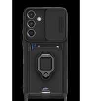 Galaxy S25 Plus Kılıf Zuma Kartvizitli Yüzüklü Silikon - Siyah