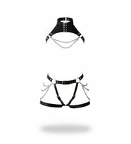 Mulvxbrf Brf02 Siyah Jartiyer Harness Zincir Detaylı Deri İkili Takım - Brf1369 (Mulvix)