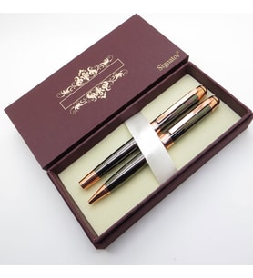Signator® S330 Titanyum Bronz Kalem Seti Roller Kalem + Tükenmez Kalem  İsme Özel Kalem  Hediyelik Kalem (Karışık)