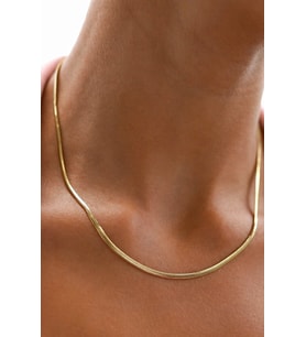 14 K Gold Kaplama 925 Ayar Gümüş Balık Sırtı Kolye