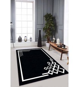 Siyah Çerçeveli Kaymaz Taban Makinede Yıkanabilir Halı AR534 - 100 x 160 cm
