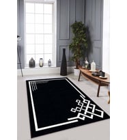Siyah Çerçeveli Kaymaz Taban Makinede Yıkanabilir Halı AR534 - 100 x 160 cm