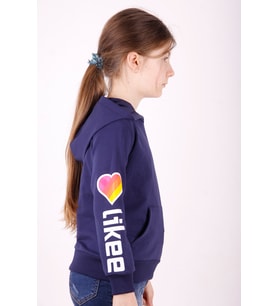 Toontoy Kız Çocuk Like Kalp Baskılı Kanguru Cepli Sweatshirt (Lacivert)