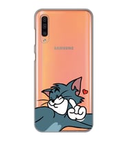 Samsung Galaxy A30S/A50/A50S Uyumlu Tom ve Jerry Öpücük Desenli Şeffaf Telefon Kılıfı