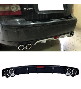 Volvo S40 Siyah Difüzör 4 Krom Egzoz Görünümlü Difizör Arka Ek Body Kit