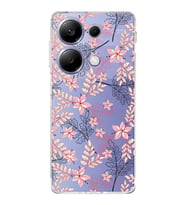 PrintiFy Xiaomi Redmi Note 13 Uyumlu Kamera Korumalı Floral Kırmızı Tasarımlı Şeffaf Kılıf