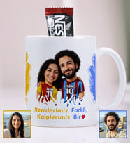 BBaskı Kişiye Özel 2 Fotoğraflı Galatasaray Trabzonspor Temalı Kupa Bardak 330 ml – Çiftlere Özel 2 İsimli Hediyelik Porselen Kupa