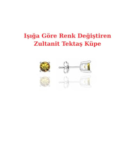 Işığa Göre Renk Değiştiren Zultanit Tektaş Gümüş Küpe