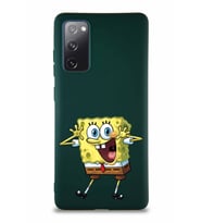 Samsung Galaxy S20 FE Soft Premier Kapak Sünger Bob Tasarımlı Silikon Kılıf - Yeşil (Şeffaf)