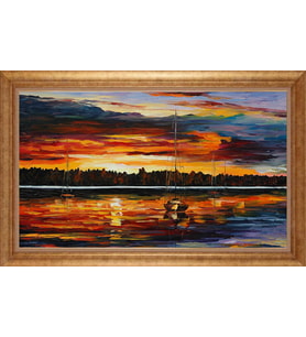 Çerçeveli Paspartulu Manzara Tablo bm0803 (Gold)
