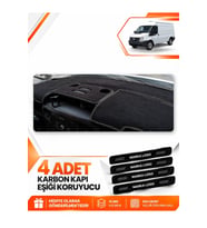 FORD TRANSİT (2007-2012) Uyumlu Ön Torpido Koruma Kılıfı Halısı - Siyah