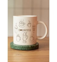 Coffee Yazılı Ve Resim Baskılı Seramik Kupa Bardak