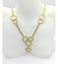 Gold Renk Halka ve Yıldız Figürlü Kolye (40+5 cm)