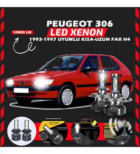 Peugeot 306 1993-1997 Uzun Kısa Far Uyumlu Şimşek Etkili Led Xenon Premium Series H4