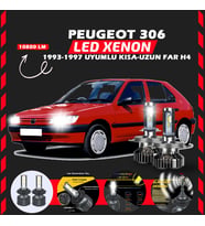 Peugeot 306 1993-1997 Uzun Kısa Far Uyumlu Şimşek Etkili Led Xenon Premium Series H4