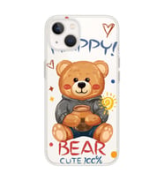 Iphone 14 Uyumlu Happy Bear Tasarımlı Şeffaf Telefon Kılıfı