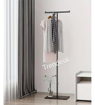Metal T Siyah  Ayaklı Askılık Elbise Askılık