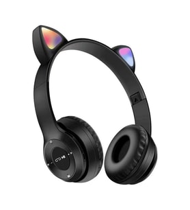 P47M Kedi Bluetooth 5.0 Kulak Üstü Kulaklık Siyah