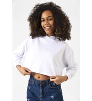 Basic Optik Beyaz Kapüşonlu Crop Sweatshirt