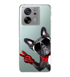 PrintiFy Xiaomi Mi 13T Pro ile Uyumlu Köpek 2 Kamera Korumalı Şeffaf Kılıf