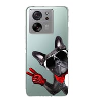 PrintiFy Xiaomi Mi 13T Pro ile Uyumlu Köpek 2 Kamera Korumalı Şeffaf Kılıf