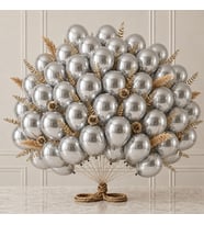 Gümüş Renk Lateks Metalik Balon (30 cm) - 50 Adet