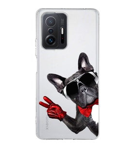PrintiFy Xiaomi Mi 11T Pro ile Uyumlu 1mm Slim Fit Köpek 2 050e Baskılı Şeffaf  Kılıf