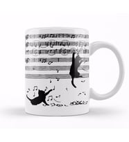 Yaramaz Komik Müzik Notalı Kedi Cat Kupa Bardak Porselen