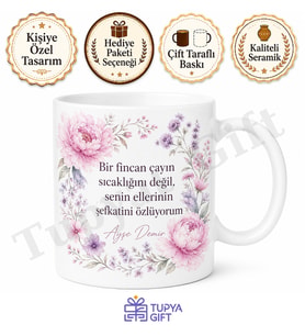 Anneanne İçin Özel Tasarım Seramik Baskılı Kupa Bardak Aile Hediyesi