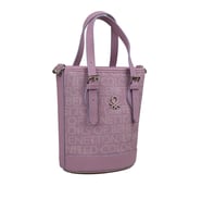 Benetton Lila Monogram Eskitme Kadın Küçük El Çantası BNT 1329