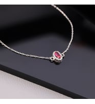 925 Ayar Gümüş Ruby Taşlı Oval Bileklik