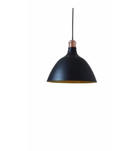Rys Retro Metal Dekoratif Siyah İçi Gold Bakır Duylu Tekli Sarkıt Avize çap:28 cm