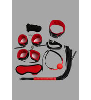 Giyim Kırmızı/siyah İçi Tüğlü Deri 7 Li Harnes Set 700033