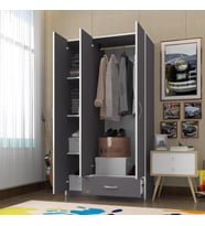 Kenzlife gardırop 3 kapılı 1 çekmeceli hanımeli 180*120*52 gri XLARGE kapaklı gardolap dolap