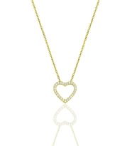 Gümüş Altın Yaldızlı Zirkon Taşlı Kalp Kolye SGTL11723GOLD