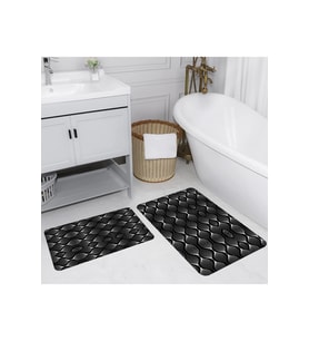 Rovigo Home Dijital Baskılı 2'li Banyo paspas Takımı RVG5217 (Siyah)