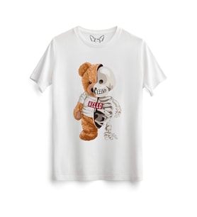 Skeleton Tedy Bear Beyaz Tshirt