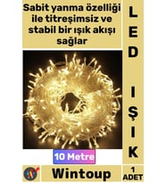 #Led Kaliteli Şeffaf Kablo Dekoratif Yılbaşı Ağaç Süsleme 10 Metre Sabit Yanan Gün Işığı Led Işık
