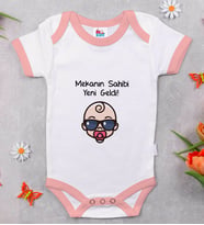 BK Kids Mekanın Sahibi Yeni Geldi Tasarımlı Pembe Bebek Body Zıbın-1