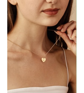Kişiye Özel 925 Ayar Gümüş Minimalist Kalp Harf Kolye (Gold)