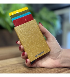 Mekanizmalı Kartlık Rfid Korumalı Alüminyum Otomatik Mekanizmalı Kredi Kartlık Renkli Simli Altın (Altın Rengi)