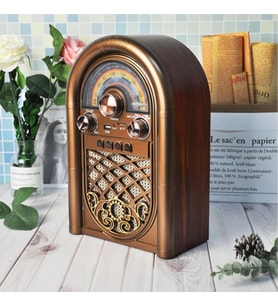 Lexroo Retro Radyo Taşınabilir Bluetooth Speaker Ve Hoparlör Ahşap Kaplama Klasik Antika Tarzı İç