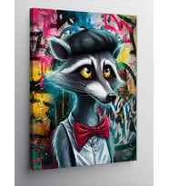 Kanvas Tablo Grafiti Ve Papyonlu Rakun